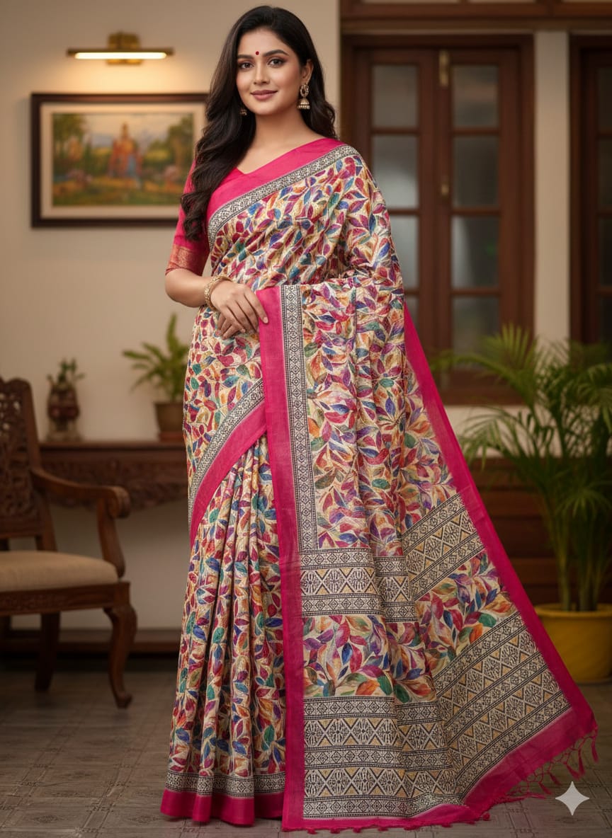 Chanderi silk sharee with blause pcs - saree-1